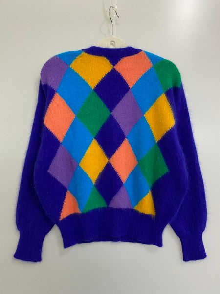 【中古品】【レディース】 UNITED COLORS OF BENETTON ユナイテッドカラーズオブベネトン 90's CARDIGAN モヘア混アーガイルニットカーディガン イタリア製 トップス 170-241121-yn-06-min サイズ：46 カラー：マルチカラー 万代Net店