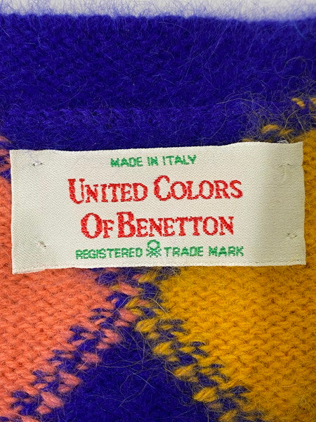 【中古品】【レディース】 UNITED COLORS OF BENETTON ユナイテッドカラーズオブベネトン 90's CARDIGAN モヘア混アーガイルニットカーディガン イタリア製 トップス 170-241121-yn-06-min サイズ：46 カラー：マルチカラー 万代Net店