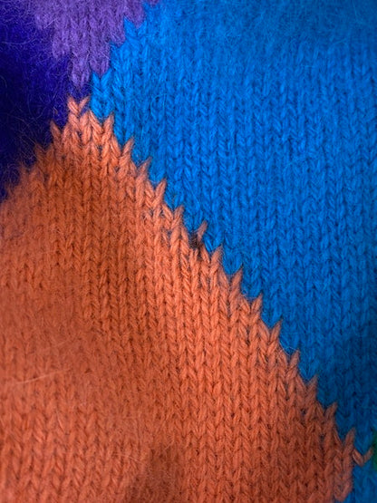 【中古品】【レディース】 UNITED COLORS OF BENETTON ユナイテッドカラーズオブベネトン 90's CARDIGAN モヘア混アーガイルニットカーディガン イタリア製 トップス 170-241121-yn-06-min サイズ：46 カラー：マルチカラー 万代Net店