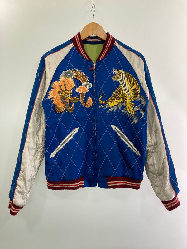 【中古品】【メンズ】  港商-KOSHO＆CO.- 2022 SPECIAL EDITION "JAPAN MAP×TIGER PRINT"SOUVENIR JACKET TT15198 スーベニアジャケット リバーシブル スタジャン アウター 145-240628-me-25-min サイズ：中 カラー：ブルー/グリーン 万代Net店