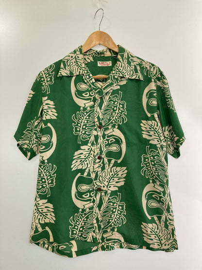 【現状渡し品】【メンズ】 SUN SURF サンサーフ MONSTERA＆MAHIOLE BORDER"S/S RAYON SHIRT SS34852 レーヨンシャツ 半袖トップス 145-240628-me-29-min サイズ：M カラー：グリーン 万代Net店