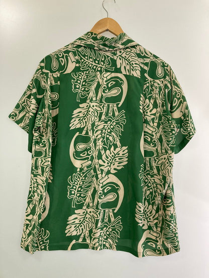 【現状渡し品】【メンズ】 SUN SURF サンサーフ MONSTERA＆MAHIOLE BORDER"S/S RAYON SHIRT SS34852 レーヨンシャツ 半袖トップス 145-240628-me-29-min サイズ：M カラー：グリーン 万代Net店