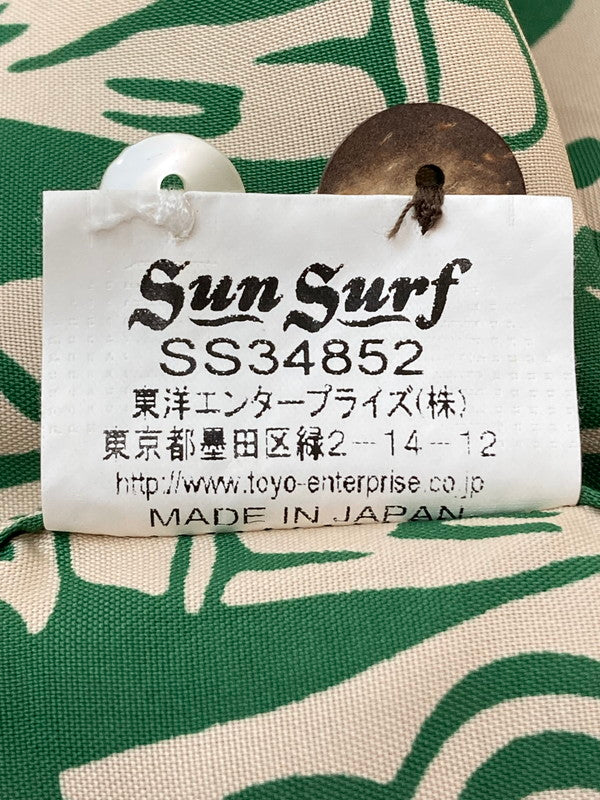 【現状渡し品】【メンズ】 SUN SURF サンサーフ MONSTERA＆MAHIOLE BORDER"S/S RAYON SHIRT SS34852 レーヨンシャツ 半袖トップス 145-240628-me-29-min サイズ：M カラー：グリーン 万代Net店