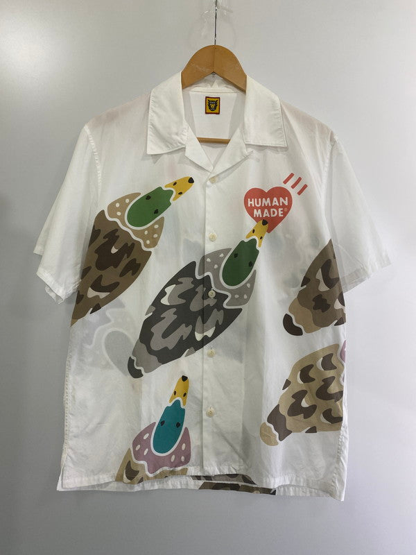 【中古品】【メンズ】  HUMANMADE DUCK ALOHA SHIRT HM19SH009 ヒューマンメイド ダックアロハシャツ トップス 半袖シャツ 142-240703-jt-01-min サイズ：L カラー：ホワイト 万代Net店