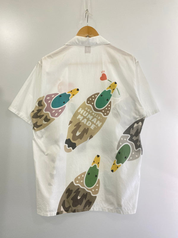 【中古品】【メンズ】  HUMANMADE DUCK ALOHA SHIRT HM19SH009 ヒューマンメイド ダックアロハシャツ トップス 半袖シャツ 142-240703-jt-01-min サイズ：L カラー：ホワイト 万代Net店