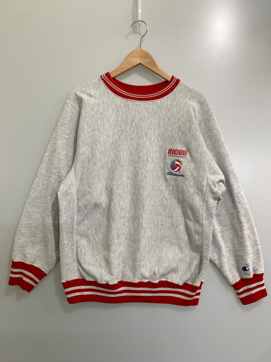 【中古品】【メンズ】 Champion チャンピオン REVERSE WEAVE RIB SWEATSHIRT リバースウィーブ スウェットシャツ 企業ロゴ トレーナー トップス 146-240703-yn-12-min サイズ：L カラー：グレー 万代Net店