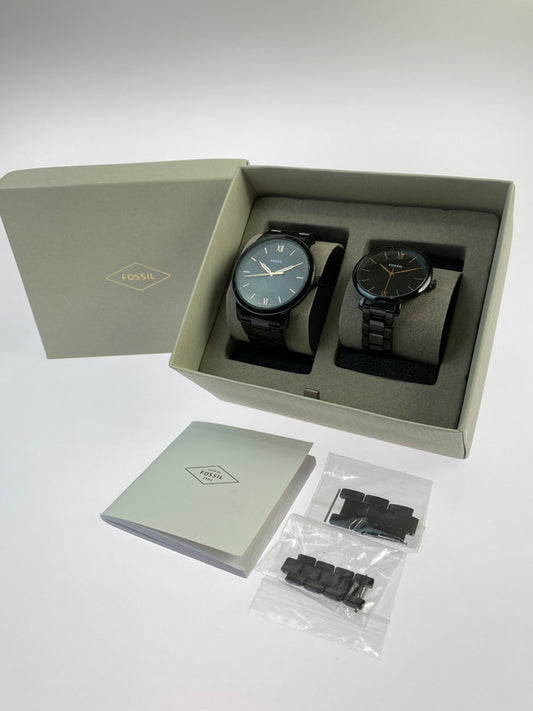 【LIFTる。景品】【中古品】【メンズ/レディース】 FOSSIL フォッシル THE MINIMALIST 3H PAIR BLACK STAINLESS-STEEL FS5514SET ペアウォッチ 腕時計 198-240705-yn-03-min カラー：ブラック 万代Net店