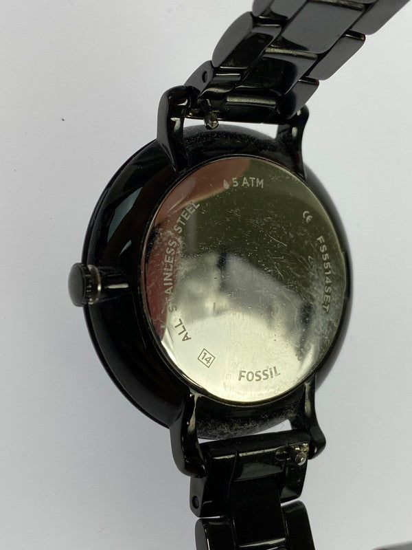 【中古品】【メンズ/レディース】 FOSSIL フォッシル THE MINIMALIST 3H PAIR BLACK STAINLESS-STEEL FS5514SET ペアウォッチ 腕時計 198-240705-yn-03-min カラー：ブラック 万代Net店