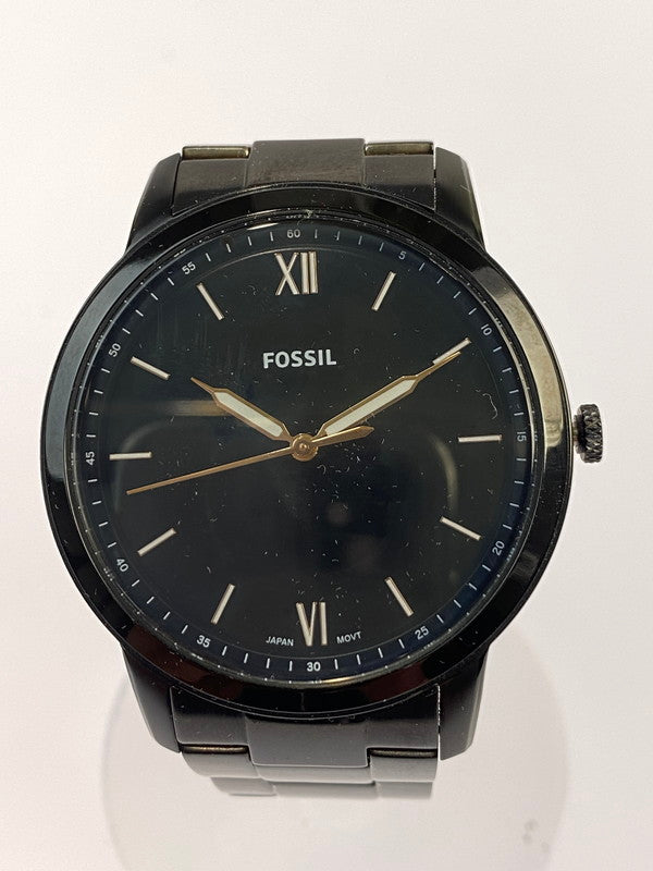 【中古品】【メンズ/レディース】 FOSSIL フォッシル THE MINIMALIST 3H PAIR BLACK STAINLESS-STEEL FS5514SET ペアウォッチ 腕時計 198-240705-yn-03-min カラー：ブラック 万代Net店