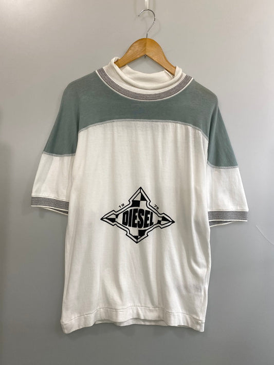 【中古品】【メンズ】 DIESEL ディーゼル T-OLLAR MAGLIETTA ティ オーラー マリエッタ 0002692 メンズ 半袖 Tシャツ ショートスリーブ 141-260706-hu-33-min サイズ：S カラー：ホワイト/ライトブルー 万代Net店