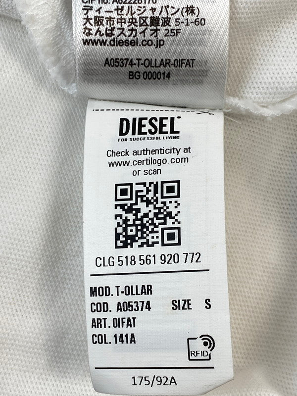 【中古品】【メンズ】 DIESEL ディーゼル T-OLLAR MAGLIETTA ティ オーラー マリエッタ 0002692 メンズ 半袖 Tシャツ ショートスリーブ 141-260706-hu-33-min サイズ：S カラー：ホワイト/ライトブルー 万代Net店