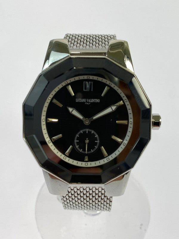 【中古品】【メンズ】 LUCIANO VALENTINO ルチアーノ・バレンチノ LV1004 クォーツ腕時計 197-240713-AS-9-min カラー：シルバー ブラック文字盤 万代Net店