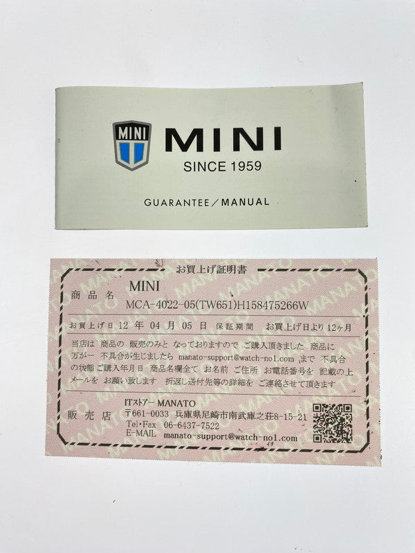 【中古品】【メンズ】  MINI ミニ MCA-4022-05 ミニクーパークォーツ腕時計　　 198-240713-AS-13-min カラー：シルバー ブラック文字盤 万代Net店