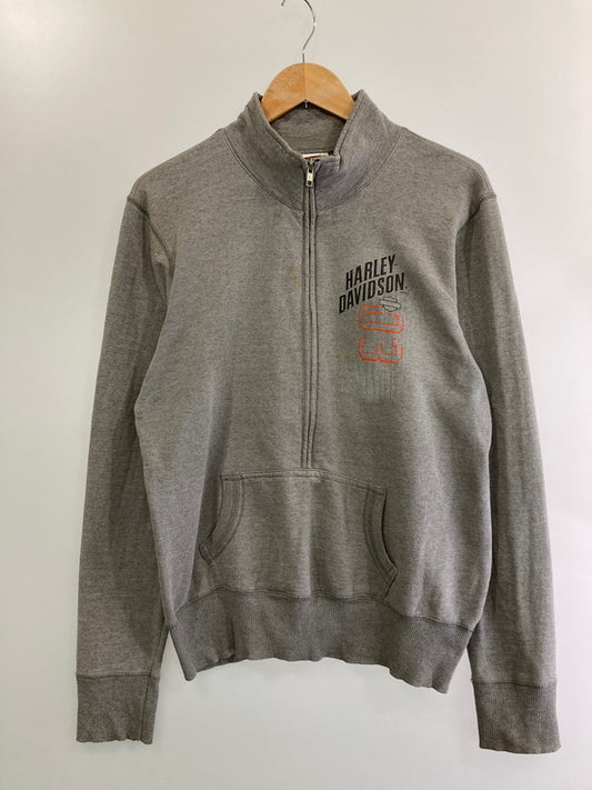 【中古品】【メンズ】  HARLEY DAVIDSON 90S HALF-ZIP SWERT PULLOVER ハーレーダビットソン ハーフジップ スウェット プルオーバー トップス 146-240711-yn-01-min カラー：グレー 万代Net店