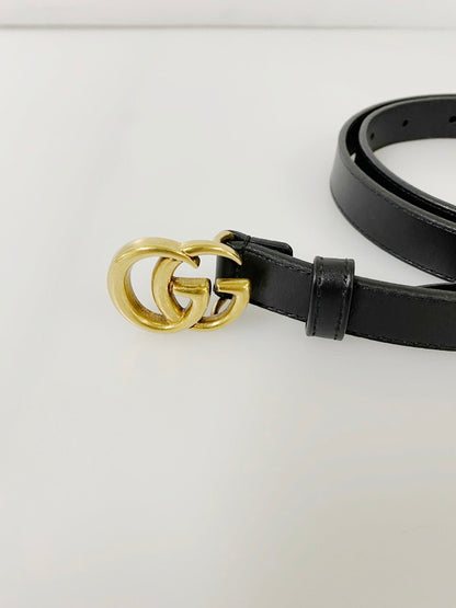 【中古品】【レディース】 GUCCI グッチ GGマーモント シャイニーバックルベルト 409417 ベルト 183-240712-jt-14-min カラー：ブラック 万代Net店