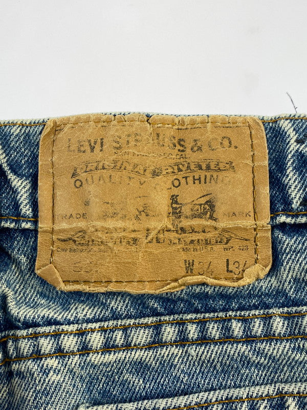 【中古品】【メンズ】 Levi's リーバイス USA製 585刻印 80S オレンジタブ スモールE ケミカルウォッシュ テーパード デニムパンツ  40550-0209 ボトムス 157-240711-jt-13-min サイズ：W34 L34 カラー：ライトインディゴ 万代Net店