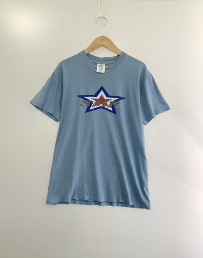 【中古品】【メンズ】  SMP SKATEBOARDS USA製 90S STAR LOGO T-SHIRT スケートボーダーズ 90年代 スターロゴ Tシャツ トップス 146-240716-jt-03-min サイズ：M カラー：ライトブルー 万代Net店