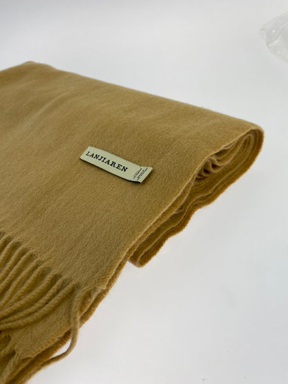 【中古品】【レディース】 LANJIAREN カシミア フリンジマフラー 187-240711-jt-21-min カラー：ベージュ系 万代Net店