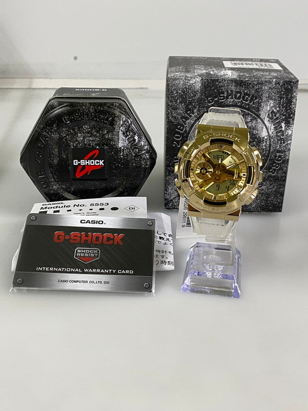 【中古美品】【メンズ】 CASIO カシオ G-SHOCK 110 SERIES ANALOG-DIGITAL GM-110SG-9ADR メタルカバード アナログ デジタル クォーツ腕時計 196-240904-yn-06-min カラー：ゴールド/クリア 万代Net店