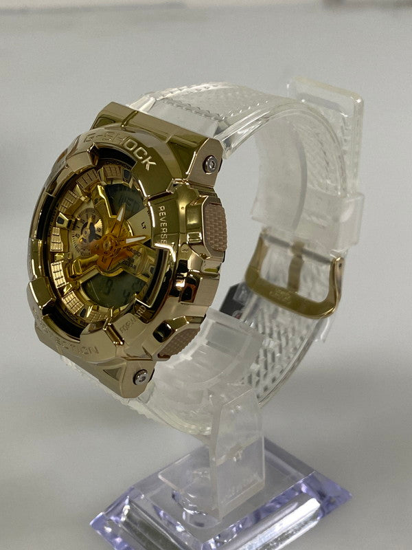 【中古美品】【メンズ】 CASIO カシオ G-SHOCK 110 SERIES ANALOG-DIGITAL GM-110SG-9ADR メタルカバード アナログ デジタル クォーツ腕時計 196-240904-yn-06-min カラー：ゴールド/クリア 万代Net店