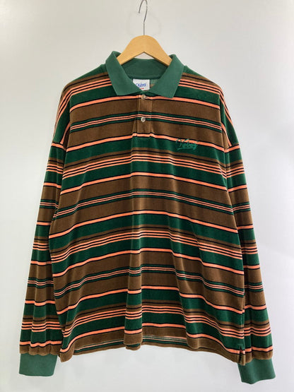 【中古品】【メンズ】  KEBOZ ケボズ VELOUR BORDER POLO ポロシャツ トップス 142-240801-ks-05-min サイズ：M カラー：グリーン/ブラウン/ピンク 万代Net店