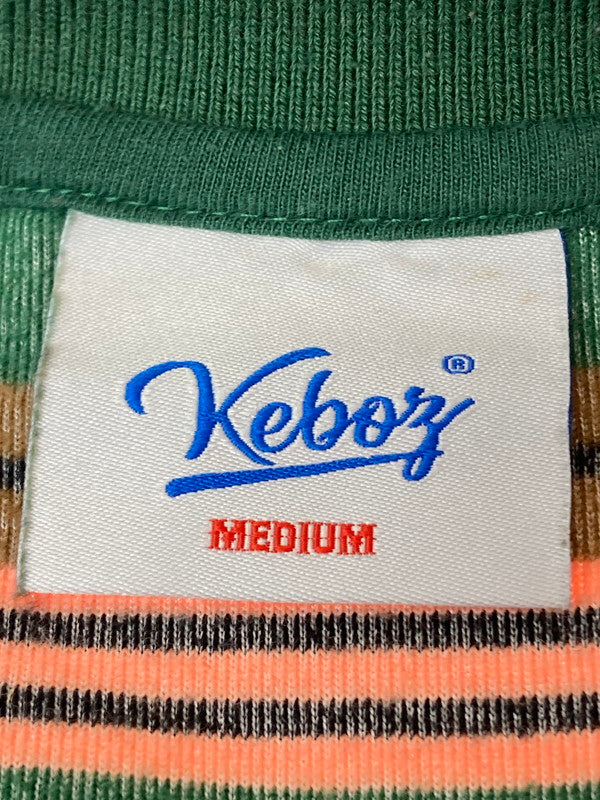 【中古品】【メンズ】  KEBOZ ケボズ VELOUR BORDER POLO ポロシャツ トップス 142-240801-ks-05-min サイズ：M カラー：グリーン/ブラウン/ピンク 万代Net店