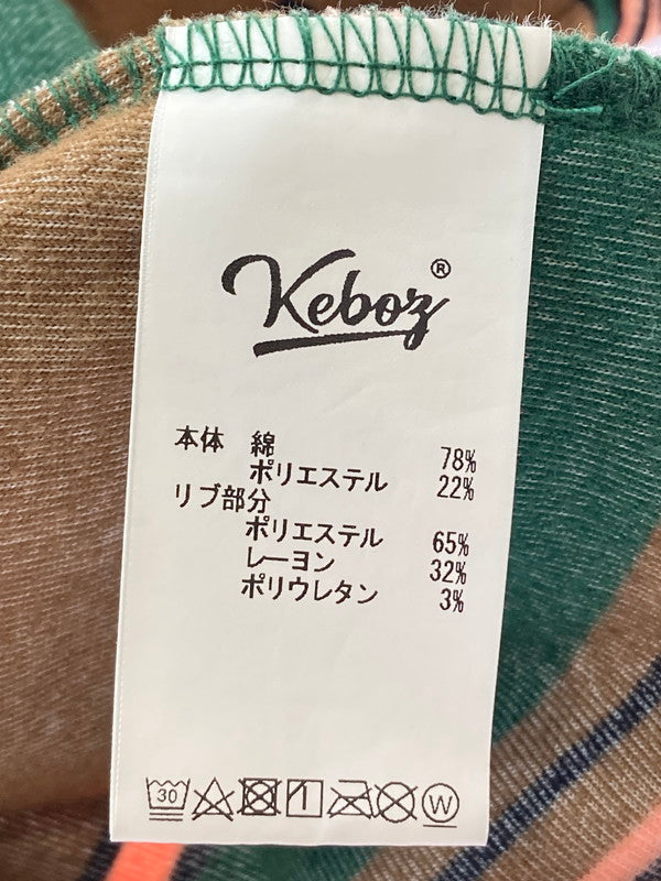 【中古品】【メンズ】  KEBOZ ケボズ VELOUR BORDER POLO ポロシャツ トップス 142-240801-ks-05-min サイズ：M カラー：グリーン/ブラウン/ピンク 万代Net店