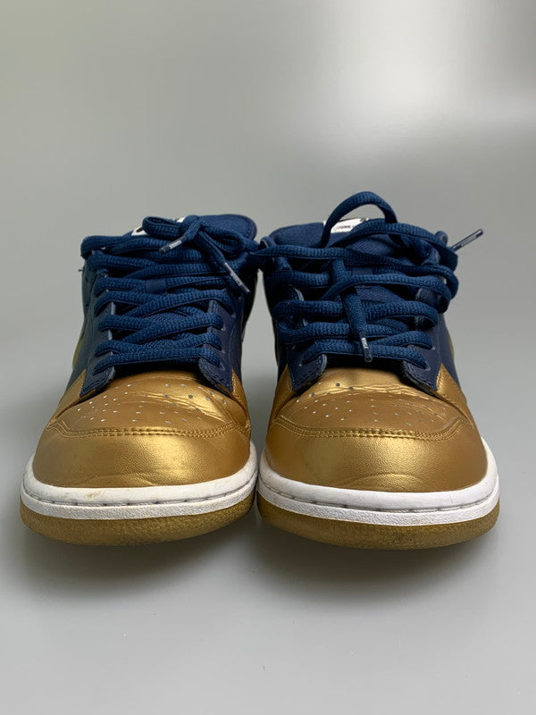 【中古品】【メンズ】 NIKE SB×SUPREME ナイキエスビー シュプリーム DUNK LOW OG QSMETALLIC GOLD NAVY メタリックゴールド ネイビー CK3480-700 メンズ スニーカー 靴 シューズ 160-260709-hu-11-min サイズ：28ｃｍ US10 カラー：METALLIC GOLD 万代Net店