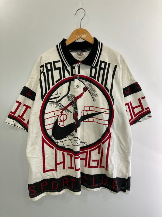 【中古品】【メンズ】 NIKE ナイキ 90's CHICAGO SPORTSCLUB POLO SHIRT ポロシャツ 半袖 トップス 銀タグ 146-240718-yn-03-min サイズ：ONE SIZE カラー：ホワイト/ブラック/レッド 万代Net店