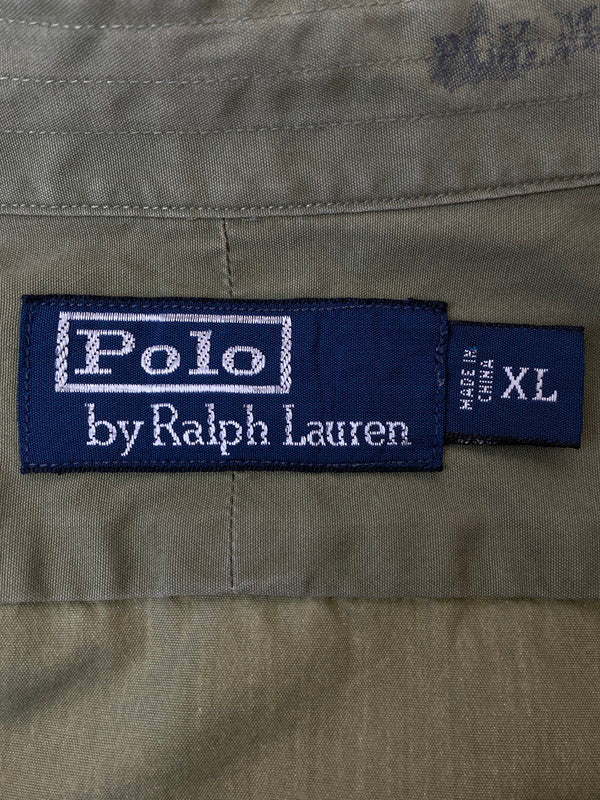 【中古品】【メンズ】 Polo by Ralph Lauren ポロバイラルフローレン 紺タグ 90S  TYPE B-11 L S SHIRT シャツ トップス 146-240719-ks-16-min サイズ：XL カラー：オリーブ 万代Net店