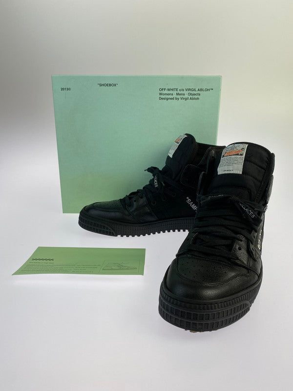 【中古品】【メンズ】 OFF-WHITE オフホワイト OFF COURT 3.0 OMIA065E18A420011000 オフコート ハイカットスニーカー 靴 162-240722-hi-03-min サイズ：42 カラー：ブラック 万代Net店