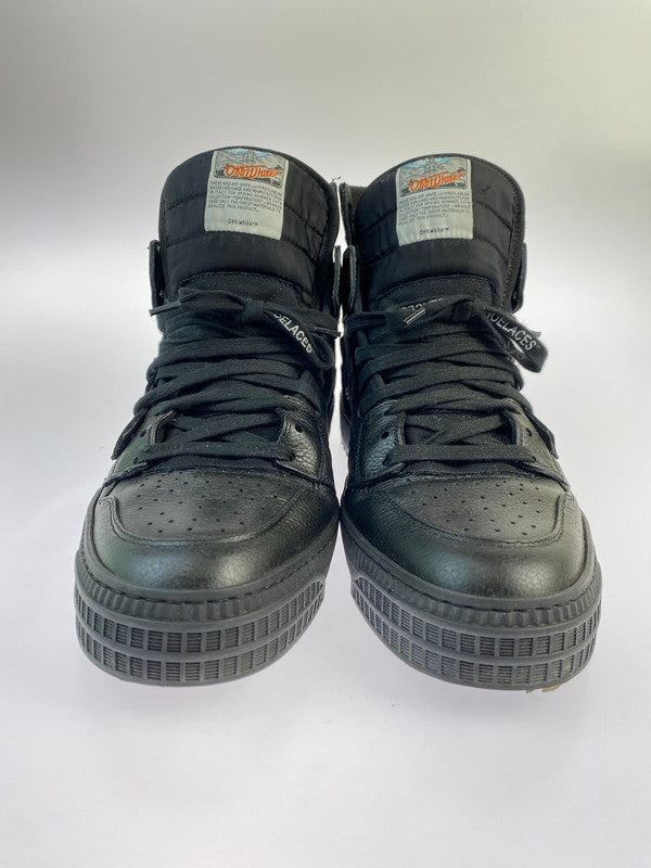 【中古品】【メンズ】 OFF-WHITE オフホワイト OFF COURT 3.0 OMIA065E18A420011000 オフコート ハイカットスニーカー 靴 162-240722-hi-03-min サイズ：42 カラー：ブラック  万代Net店