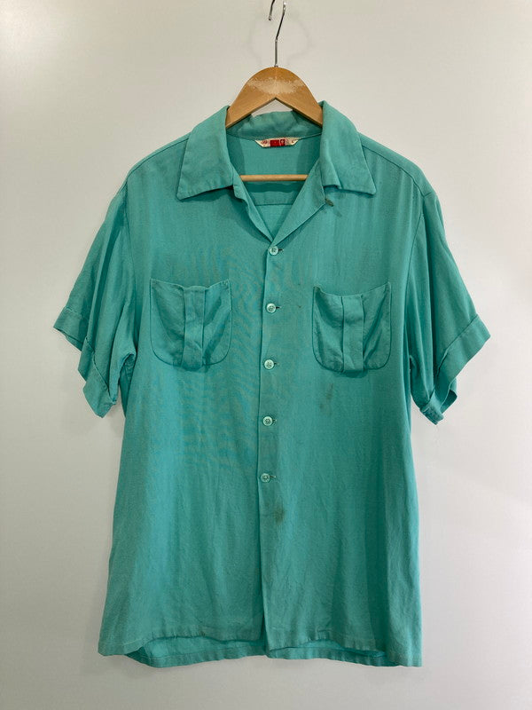 【中古品】【メンズ】  BOWLER’S 50-60's ARROWHEAD PURITAS BOWLING SHIRT アローヘッド・ピューリタス 刺繍 ボウリングシャツ 半袖シャツ 146-240725-hi-8-min カラー：グリーン系 万代Net店