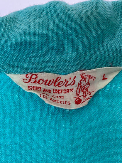 【中古品】【メンズ】  BOWLER’S 50-60's ARROWHEAD PURITAS BOWLING SHIRT アローヘッド・ピューリタス 刺繍 ボウリングシャツ 半袖シャツ 146-240725-hi-8-min カラー：グリーン系 万代Net店