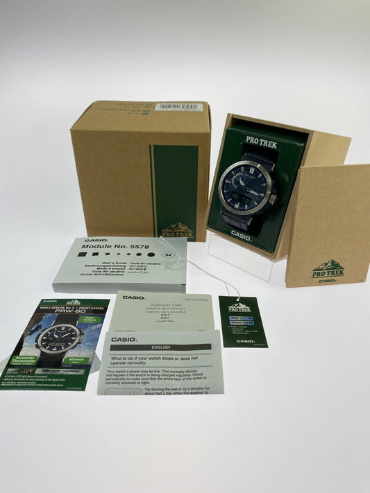 【中古品】【メンズ】 CASIO カシオ PROTREK CLIMBER LINE プロトレック クライマーライン 電波ソーラー腕時計  197-240801-yn-13-min カラー：文字盤：ネイビー 万代Net店