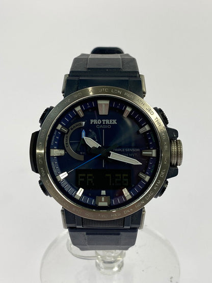 【中古品】【メンズ】 CASIO カシオ PROTREK CLIMBER LINE プロトレック クライマーライン 電波ソーラー腕時計  197-240801-yn-13-min カラー：文字盤：ネイビー 万代Net店