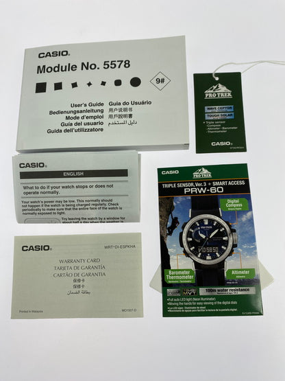 【中古品】【メンズ】 CASIO カシオ PROTREK CLIMBER LINE プロトレック クライマーライン 電波ソーラー腕時計  197-240801-yn-13-min カラー：文字盤：ネイビー 万代Net店