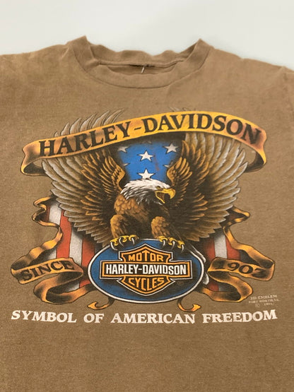 【中古品】【メンズ】 HARLEY DAVIDSON ハーレーダビッドソン SYMBOL OF AMERICAN FREEDOM TEE ショートスリーブTシャツ 半袖Tシャツ トップス 146-240730-yn-04-min カラー：ブラウン 万代Net店