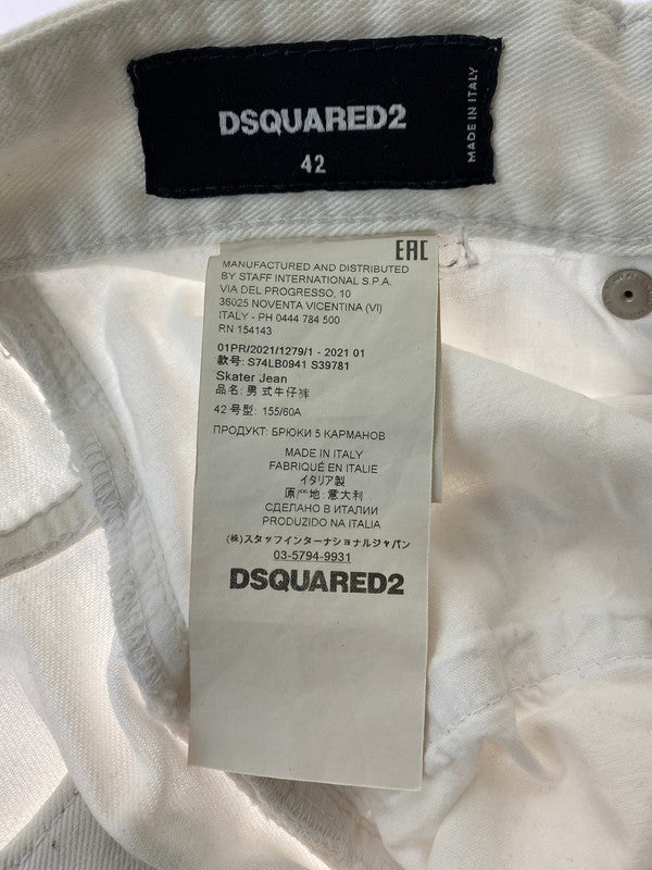 【中古品】【メンズ】 DSQUARED2 ディースクエアード SKATER JEAN S74LB0941 デニムパンツ ボトムス 152-240730-yn-13-min サイズ：42 カラー：ホワイト 万代Net店