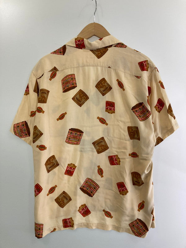 【中古品】【メンズ】  KARL HELMUT カールヘルム 90S SHIRT タバコ缶柄 レーヨンシャツ 146-240731-ks-11-min サイズ：M カラー：ベージュ系 万代Net店