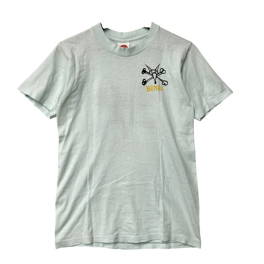 【中古品】【メンズ】 POWELL PERALTA パウエルペラルタ 80-90S cMCMLXXXIV RATBONES PRINTED T-SHIRTラットボーン プリント Tシャツ まわしタグ USA製 半袖 トップス 146-250920-ya-09-izu サイズ：S カラー：ライトブルー 万代Net店