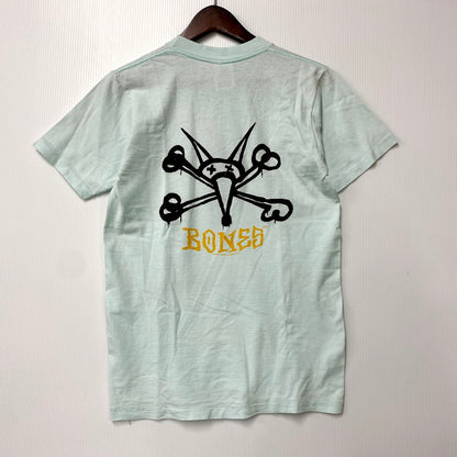 【中古品】【メンズ】 POWELL PERALTA パウエルペラルタ 80-90S cMCMLXXXIV RATBONES PRINTED T-SHIRTラットボーン プリント Tシャツ まわしタグ USA製 半袖 トップス 146-250920-ya-09-izu サイズ：S カラー：ライトブルー 万代Net店