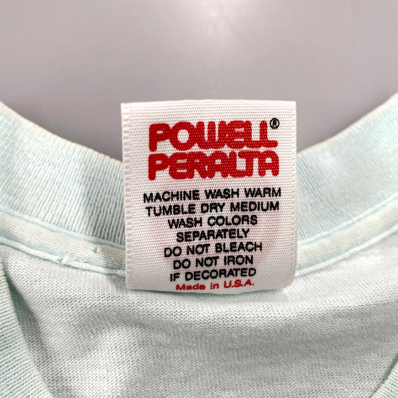 【中古品】【メンズ】 POWELL PERALTA パウエルペラルタ 80-90S cMCMLXXXIV RATBONES PRINTED T-SHIRTラットボーン プリント Tシャツ まわしタグ USA製 半袖 トップス 146-250920-ya-09-izu サイズ：S カラー：ライトブルー 万代Net店