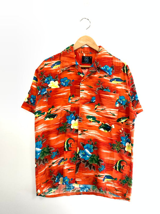 【中古品】【メンズ】 ANDREW LEWIS アンドリュー・ルイス 80S RAYON SS ALOHA SHIRT アロハシャツ トップス 146-240831-ks-24-min サイズ：M カラー：レッド系 万代Net店