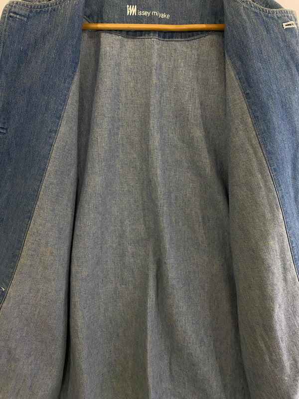 【中古品】【メンズ】 ISSEY MIYAKE イッセイミヤケ MIYAKE DESIGN STUDIO 日本製 80S DENIM OVER COAT ミヤケ デザイン スタジオ 80年 デニム オーバー コート ライト アウター カバーオール 140-240801-jt-18-min サイズ：サイズ不明 カラー：ライトインディゴ 万代Net店