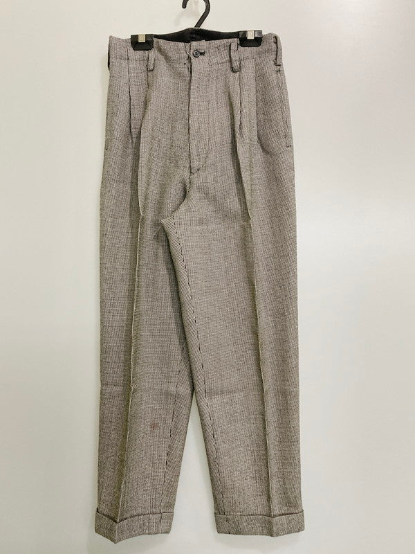 【現状渡し品】【レディース】 B RICH BY BARBORCHICA ビーリッチバイバーボチカ 90S HOUND'S TOOTH 2-TUCK SLACKS 千鳥柄 タック スラックス ボトムス 171-240813-me-30-min サイズ：S カラー：ブラック/ホワイト 万代Net店