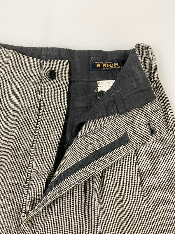 【現状渡し品】【レディース】 B RICH BY BARBORCHICA ビーリッチバイバーボチカ 90S HOUND'S TOOTH 2-TUCK SLACKS 千鳥柄 タック スラックス ボトムス 171-240813-me-30-min サイズ：S カラー：ブラック/ホワイト 万代Net店