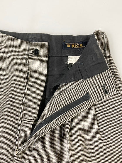 【現状渡し品】【レディース】 B RICH BY BARBORCHICA ビーリッチバイバーボチカ 90S HOUND'S TOOTH 2-TUCK SLACKS 千鳥柄 タック スラックス ボトムス 171-240813-me-30-min サイズ：S カラー：ブラック/ホワイト 万代Net店