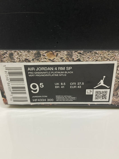【中古美品】【メンズ】 NIKE ナイキ × NIGEL SYLVESTER ナイジェル シルヴェスター AIR JORDAN 4 RM SP HF4334-300 エアジョーダン 4 リミックス スペシャル スニーカー 靴 160-260726-kk-01-hon カラー：PRO GREEN/MTLC /PLATINUM 万代Net店