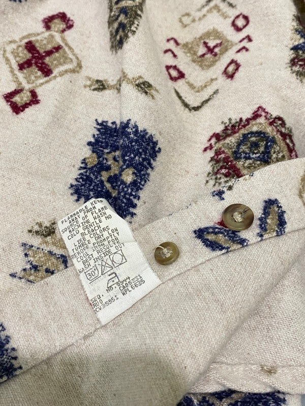 【中古品】【メンズ】 WOOLRICH ウールリッチ 90's L/S BD SHIRT ロングスリーブ ボタンダウンシャツ 長袖シャツ メキシコ製 トップス 146-240807-yn-22-min サイズ：L カラー：ベージュ系 万代Net店